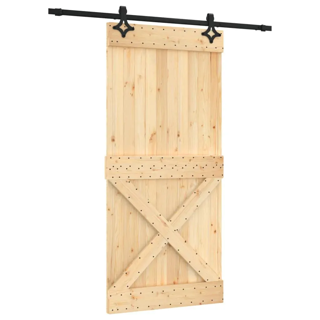 Sliding Door with Hardware Set 95x210 cm Solid Wood Pine Price