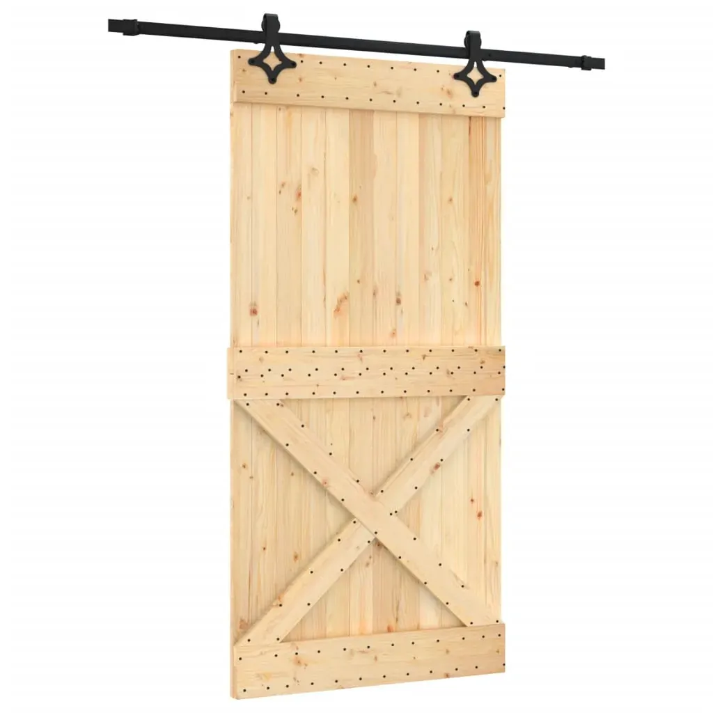 Sliding Door with Hardware Set 100x210 cm Solid Wood Pine Price