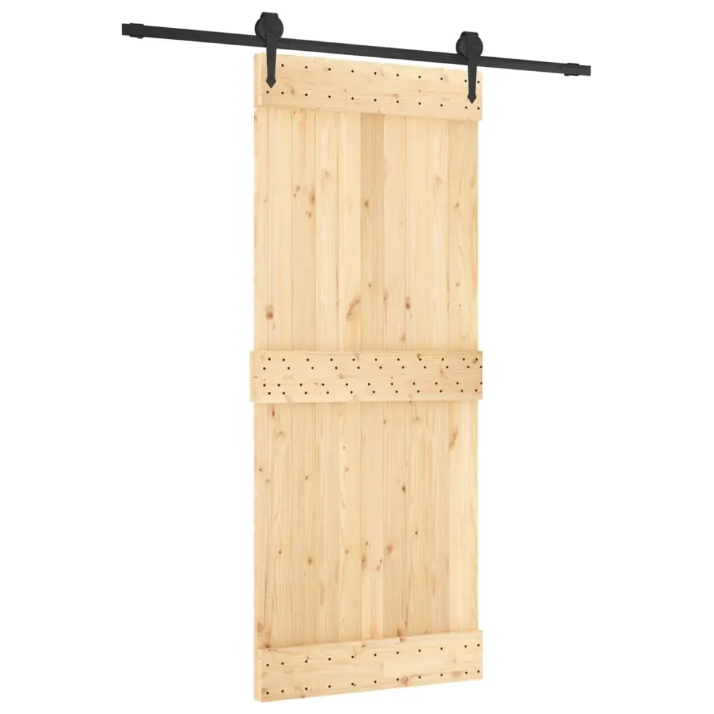 Sliding Door with Hardware Set 85x210 cm Solid Wood Pine Price