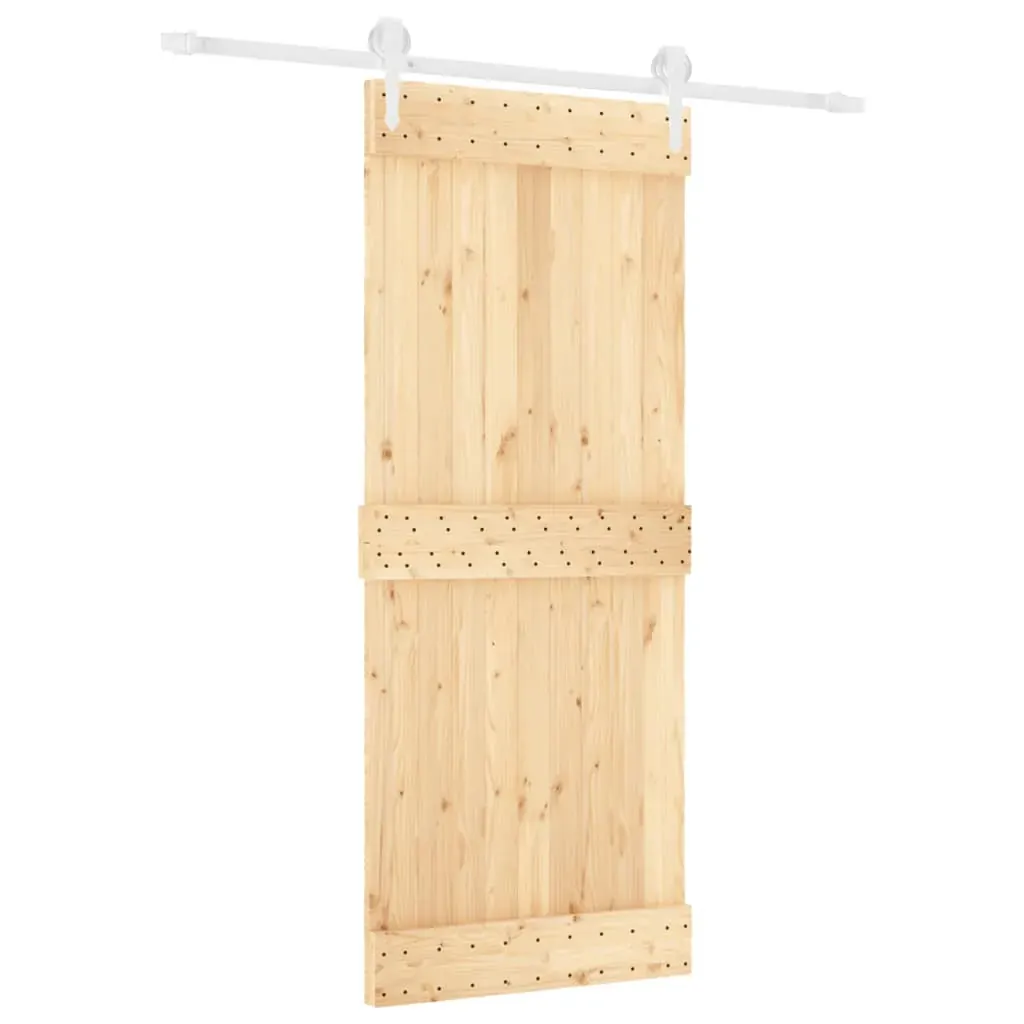 Sliding Door with Hardware Set 85x210 cm Solid Wood Pine Price