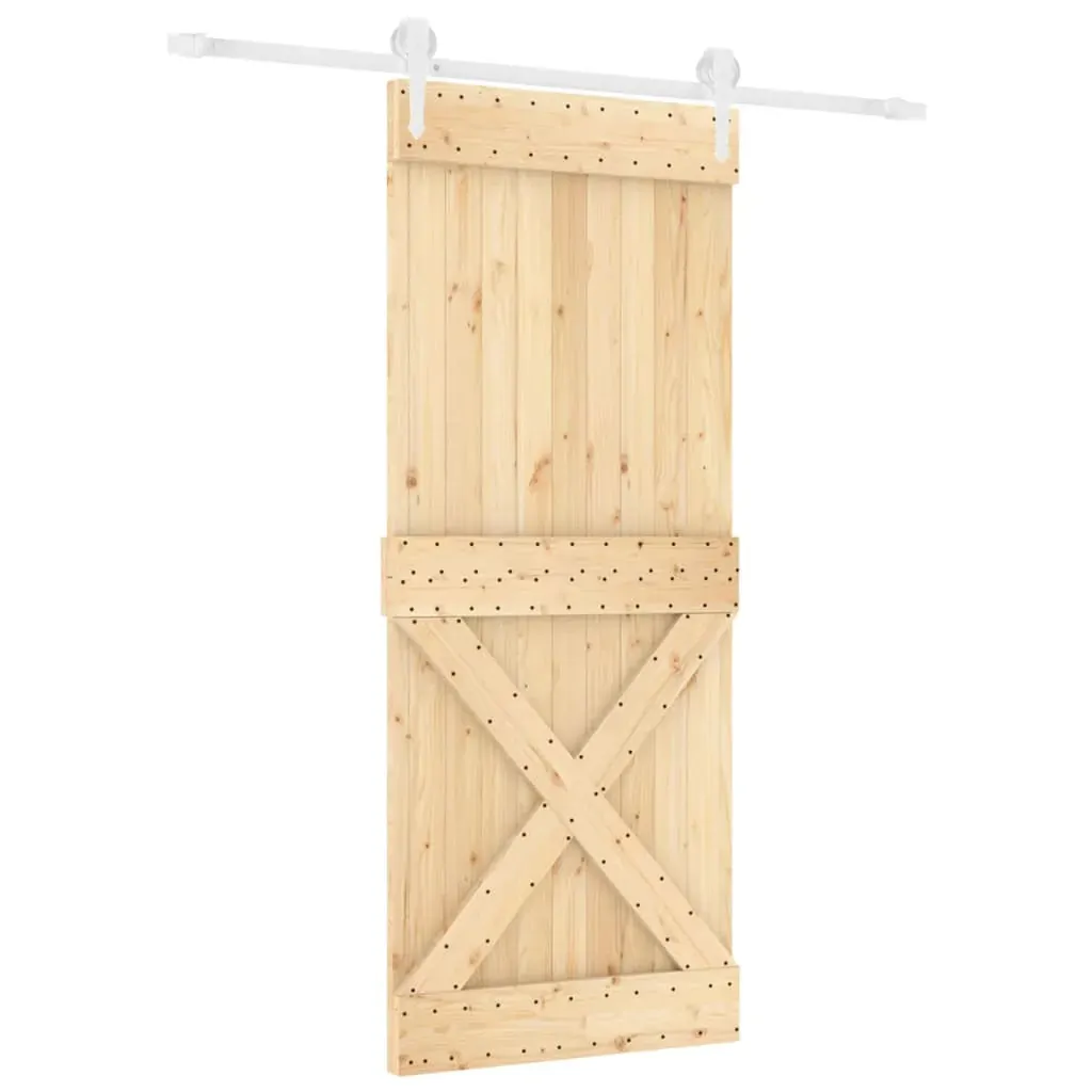 Sliding Door with Hardware Set 90x210 cm Solid Wood Pine Price