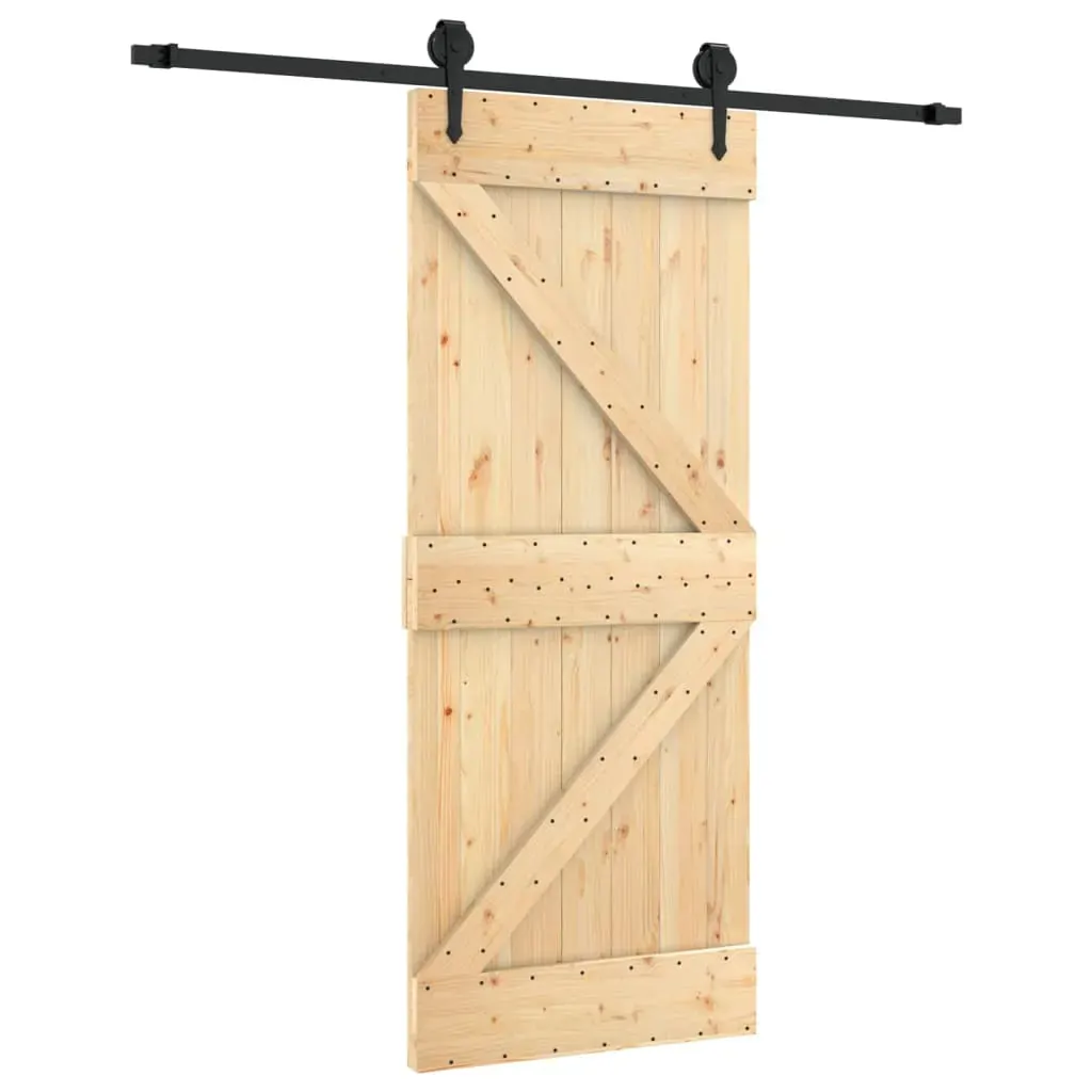 Sliding Door with Hardware Set 85x210 cm Solid Wood Pine Price