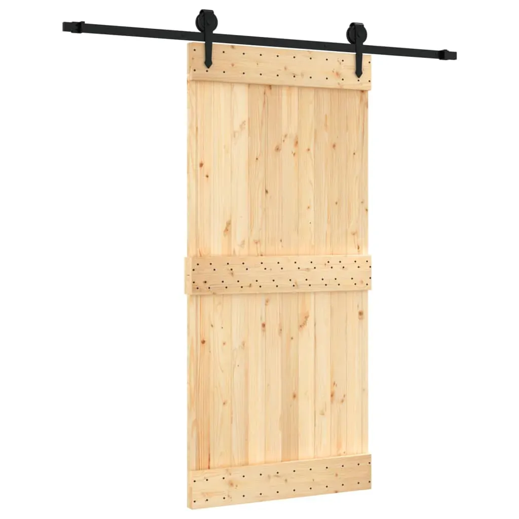 Sliding Door with Hardware Set 95x210 cm Solid Wood Pine Price