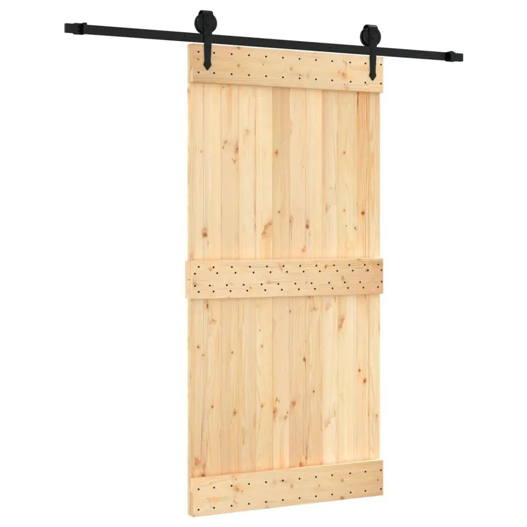 Sliding Door with Hardware Set 100x210 cm Solid Wood Pine Price