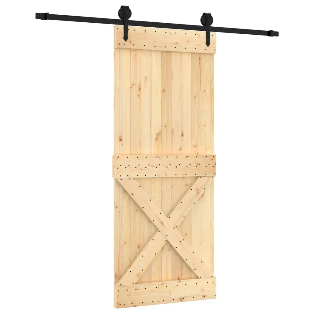 Sliding Door with Hardware Set 85x210 cm Solid Wood Pine Price
