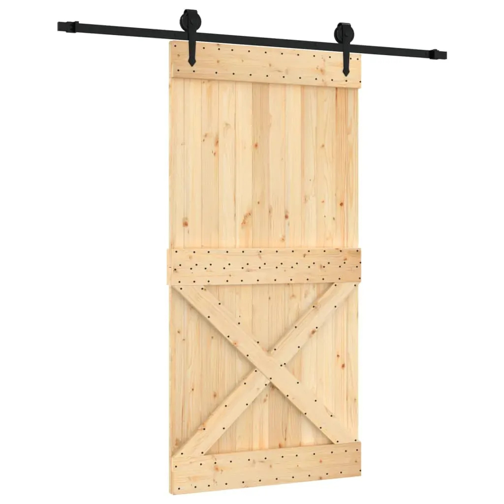 Sliding Door with Hardware Set 100x210 cm Solid Wood Pine Price