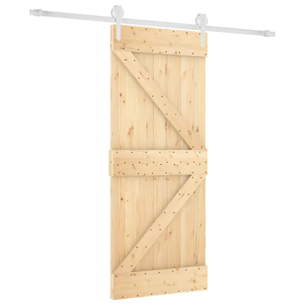 Sliding Door with Hardware Set 85x210 cm Solid Wood Pine Price