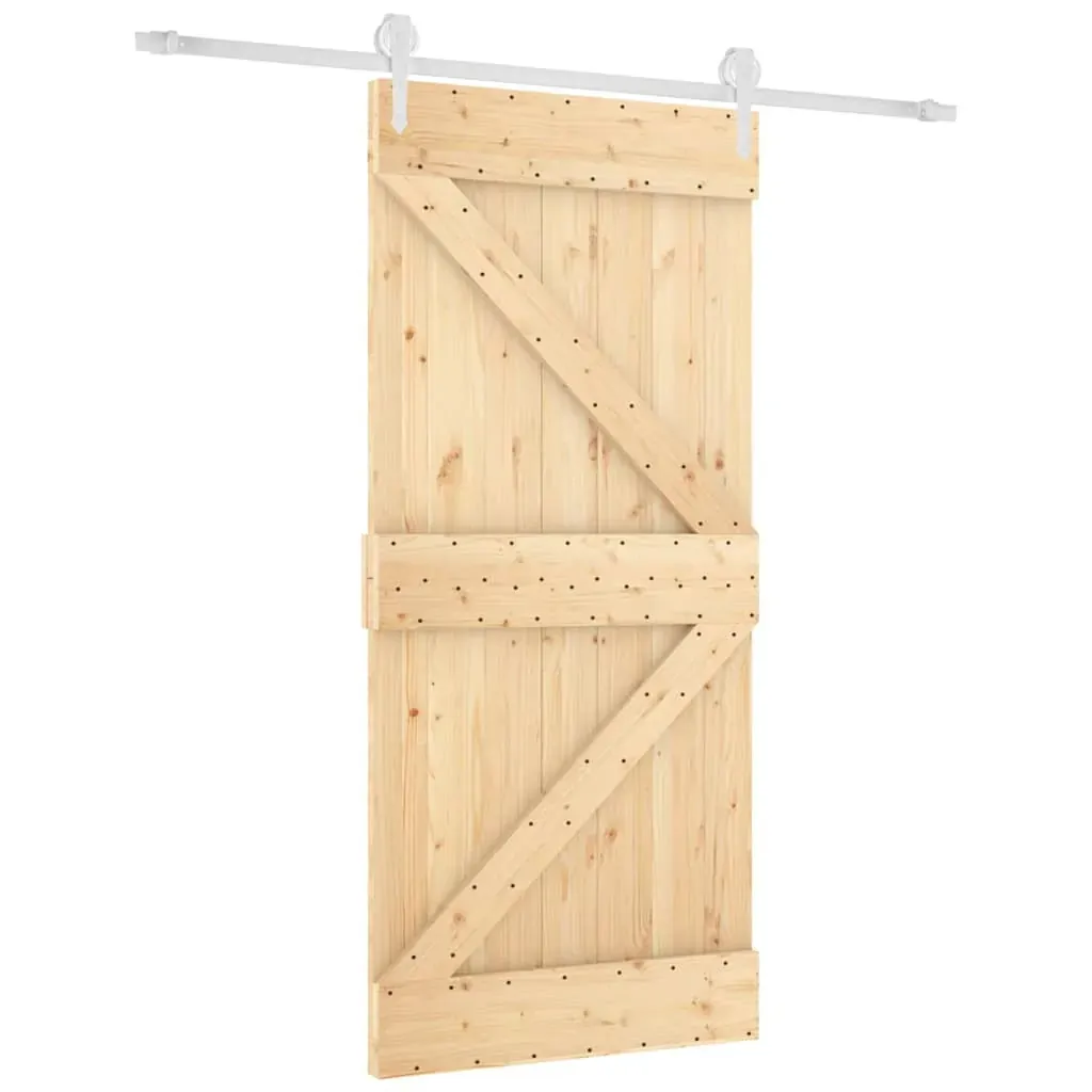 Sliding Door with Hardware Set 95x210 cm Solid Wood Pine Price