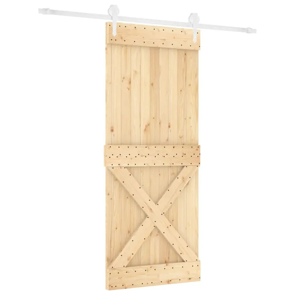 Sliding Door with Hardware Set 100x210 cm Solid Wood Pine Price