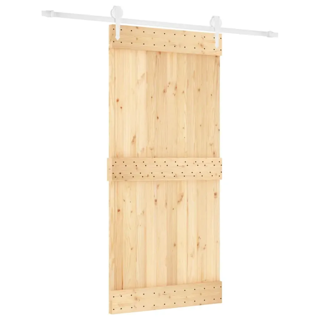 Sliding Door with Hardware Set 95x210 cm Solid Wood Pine Price