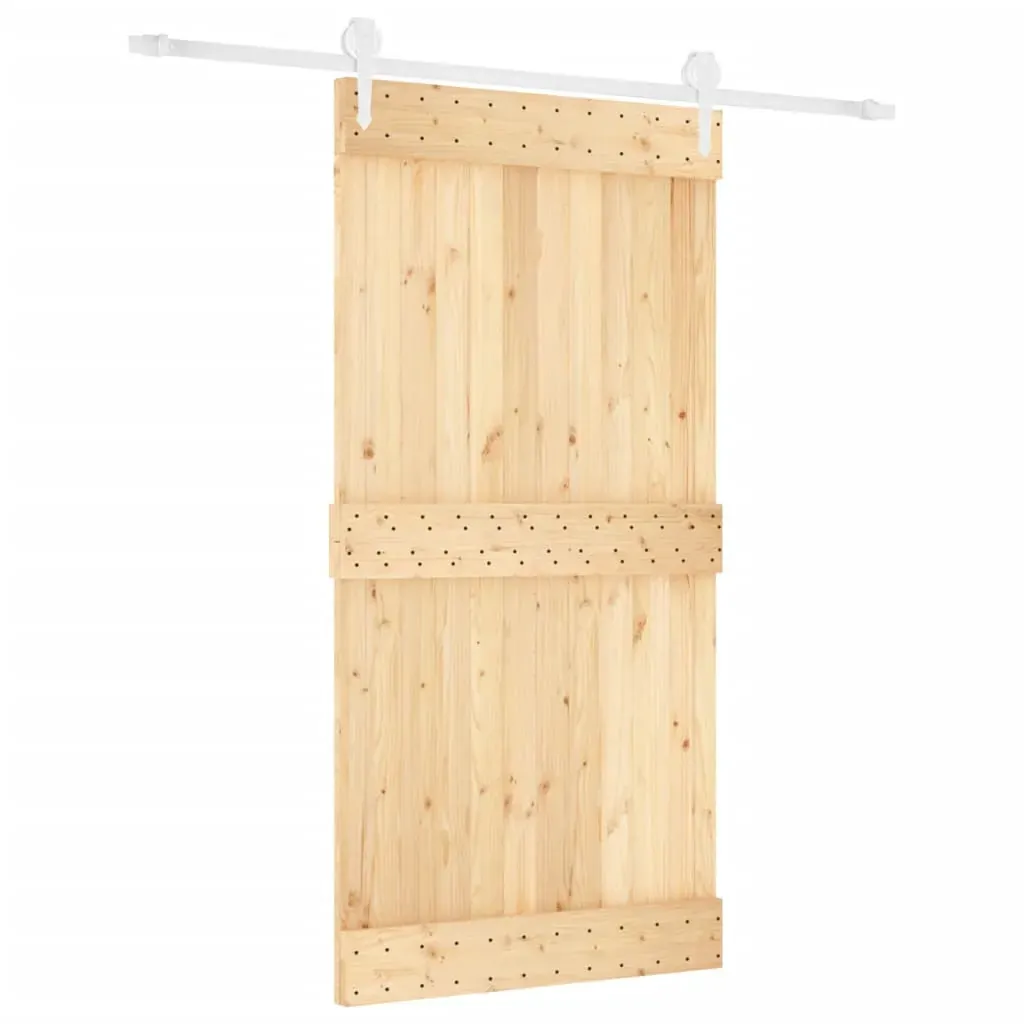 Sliding Door with Hardware Set 100x210 cm Solid Wood Pine Price