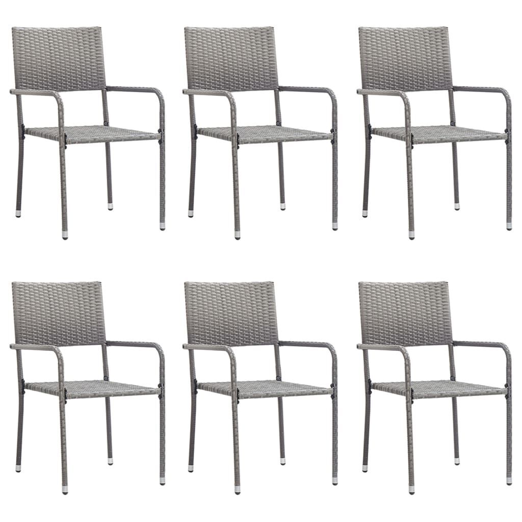 7 Piece Garden Dining Set Grey and Black Poly Rattan and Steel Price