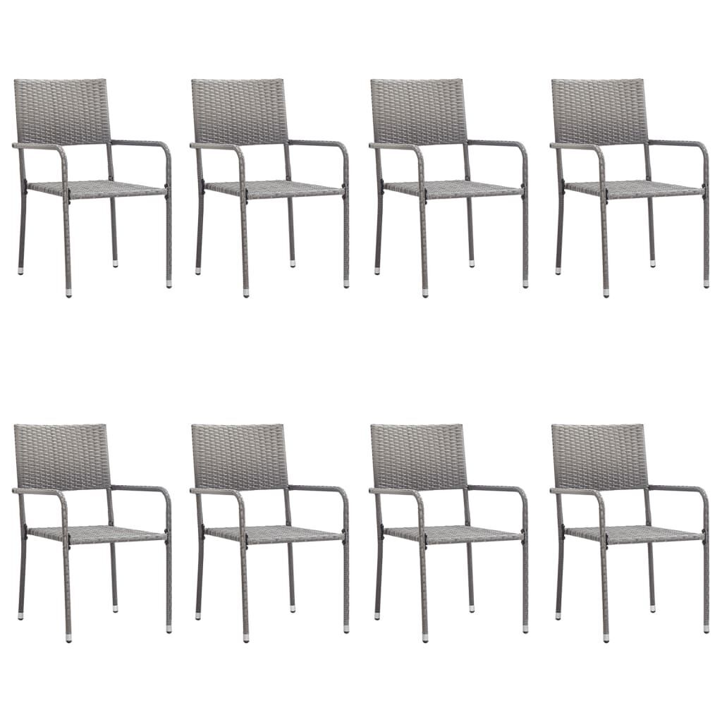 9 Piece Garden Dining Set Grey and Black Poly Rattan and Steel Price