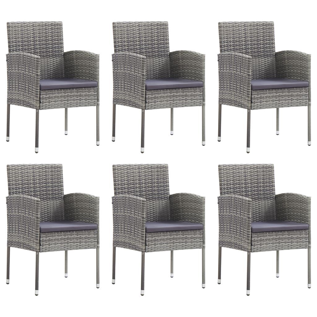 7 Piece Garden Dining Set Grey and Black Poly Rattan and Steel Price