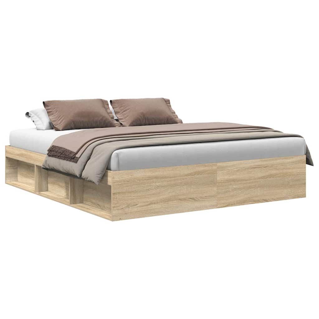 Bed Frame without Mattress Sonoma Oak 183x203 cm King Price
