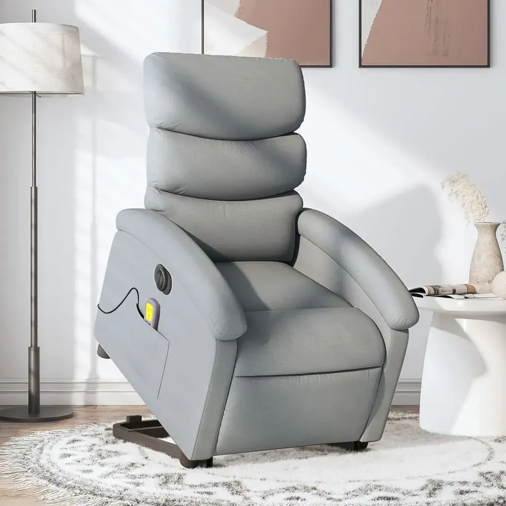 Electric Stand up Massage Recliner Chair Light Grey Fabric Price