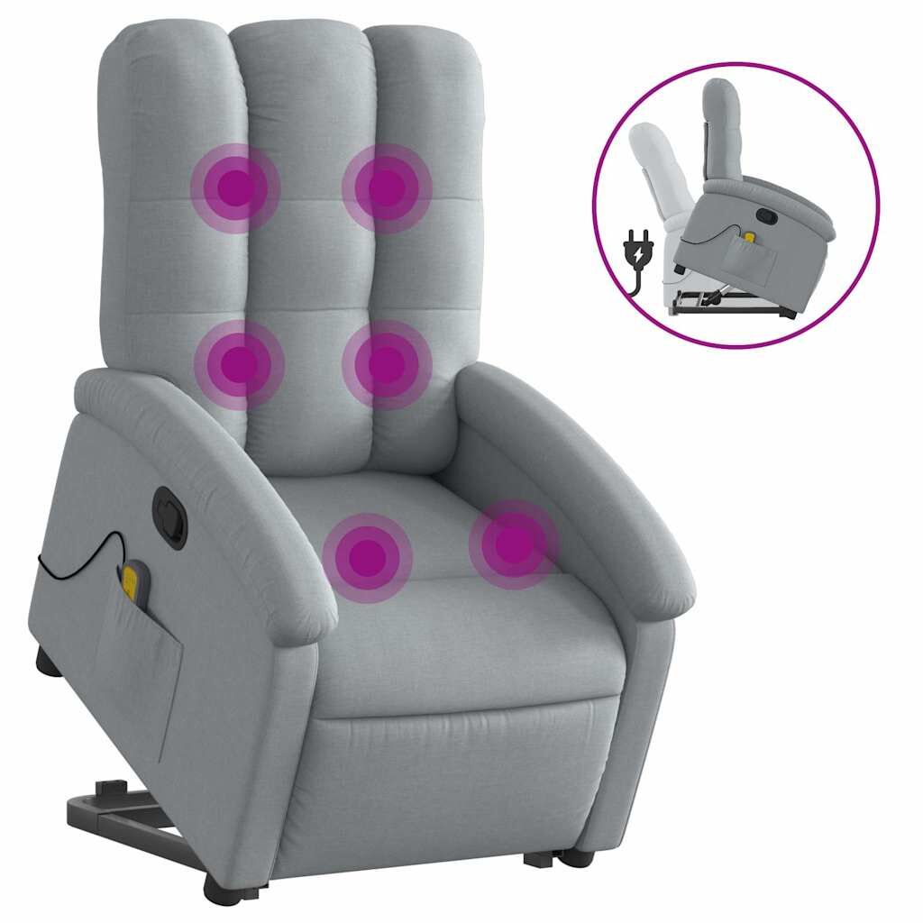 Stand up Massage Recliner Chair Light Grey Fabric Price