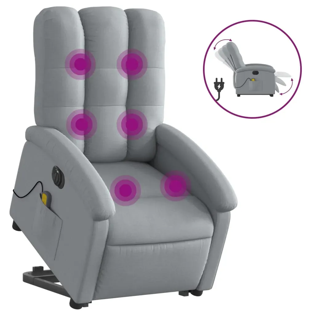 Electric Stand up Massage Recliner Chair Light Grey Fabric Price