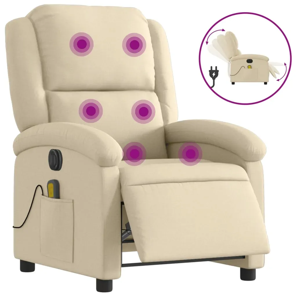Electric Massage Recliner Chair Cream Fabric Price
