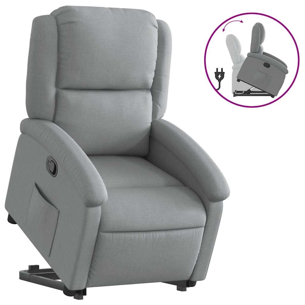 Stand up Recliner Chair Light Grey Fabric Price