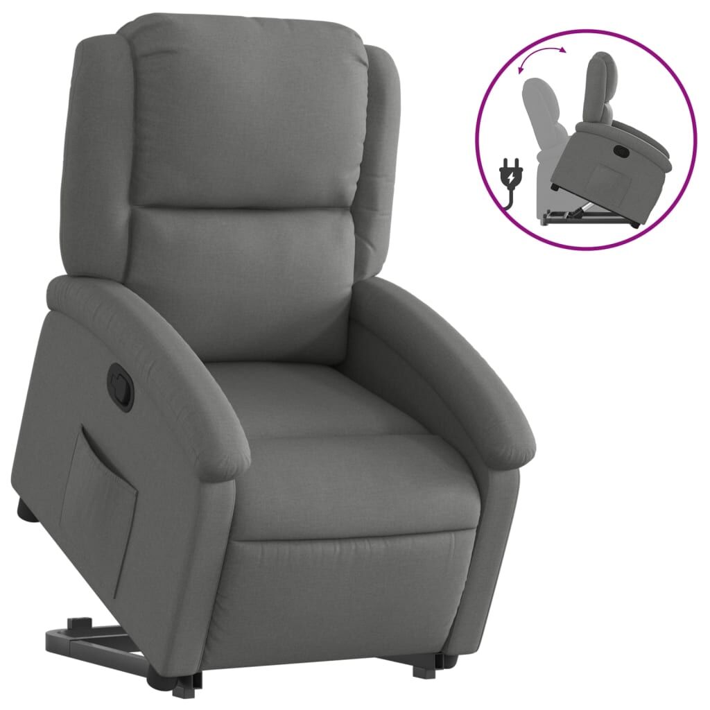 Stand up Recliner Chair Dark Grey Fabric Price