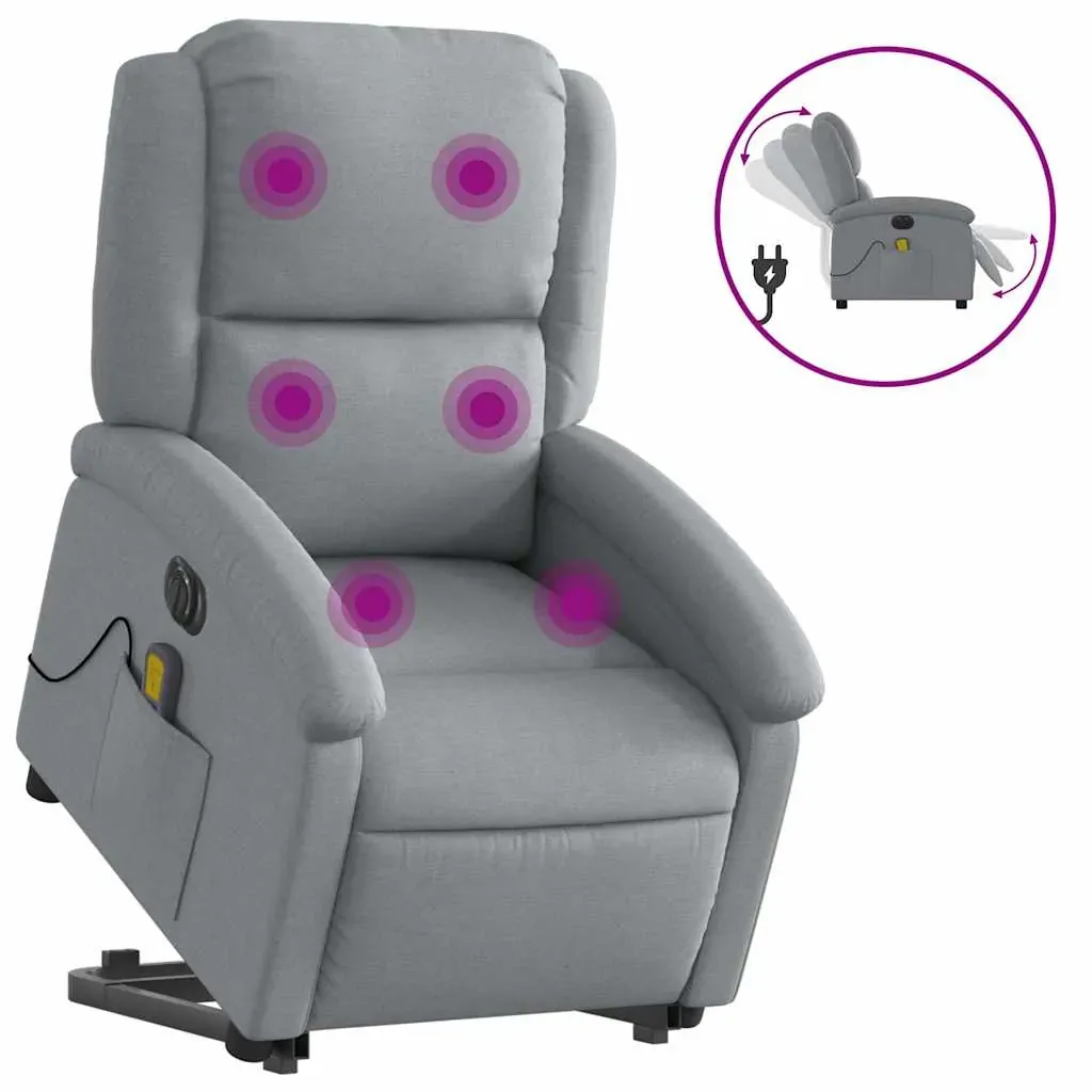 Electric Stand up Massage Recliner Chair Light Grey Fabric Price