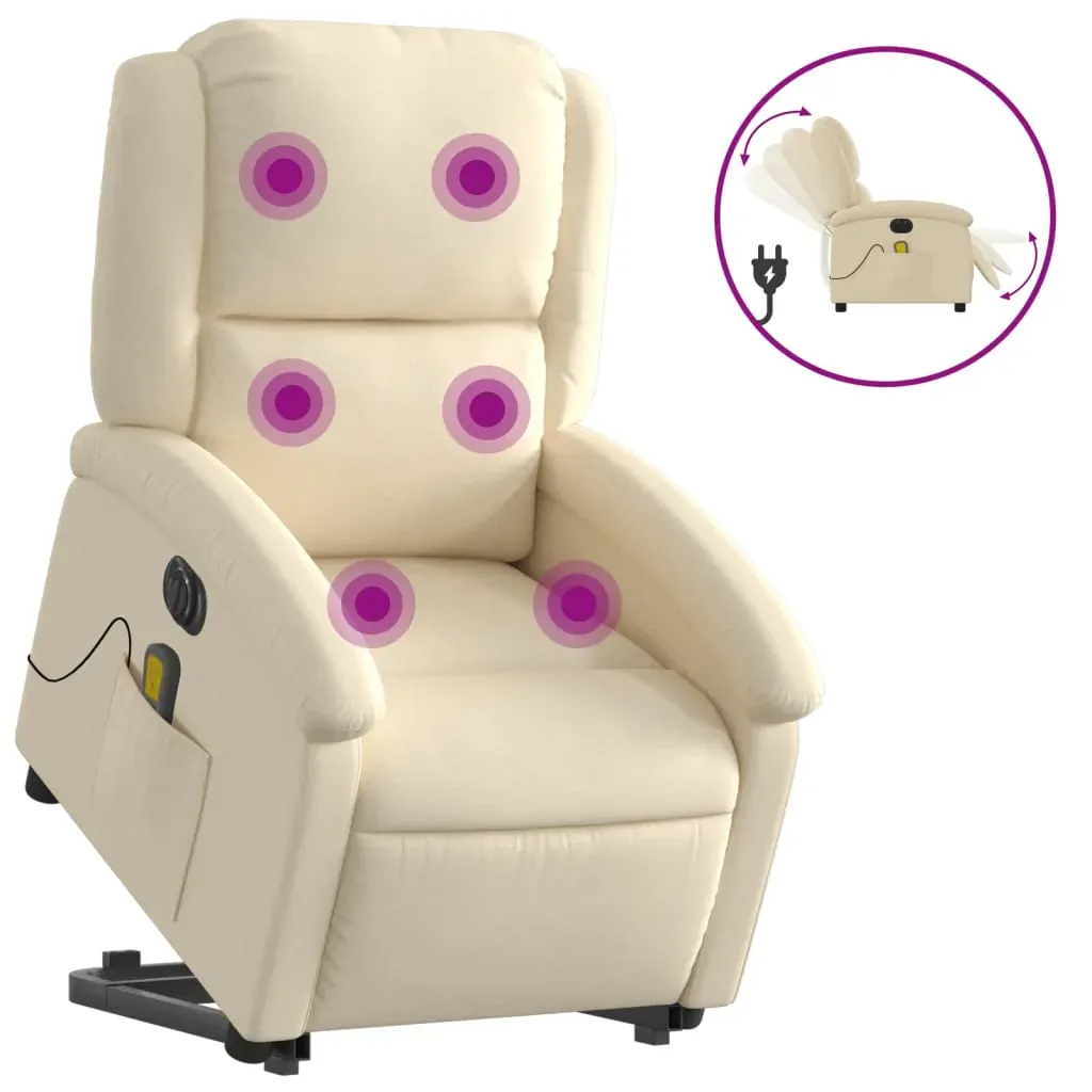 Electric Stand up Massage Recliner Chair Cream Fabric Price