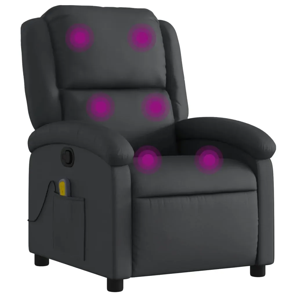 Massage Recliner Chair Black Real Leather Price