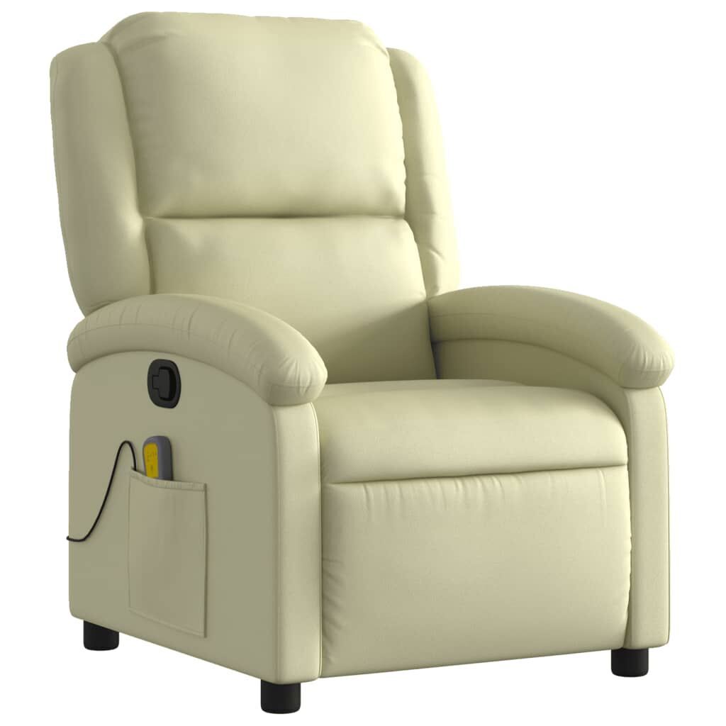 Massage Recliner Chair Cream Real Leather Price