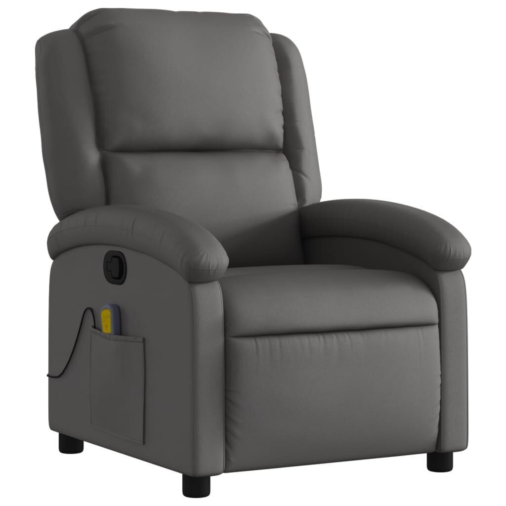 Massage Recliner Chair Grey Real Leather Price