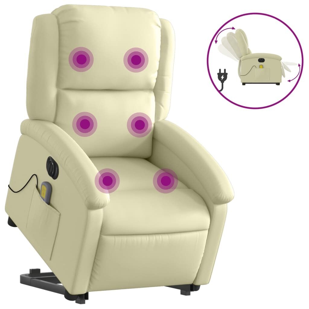 Electric Stand up Massage Recliner Chair Cream Real Leather Price