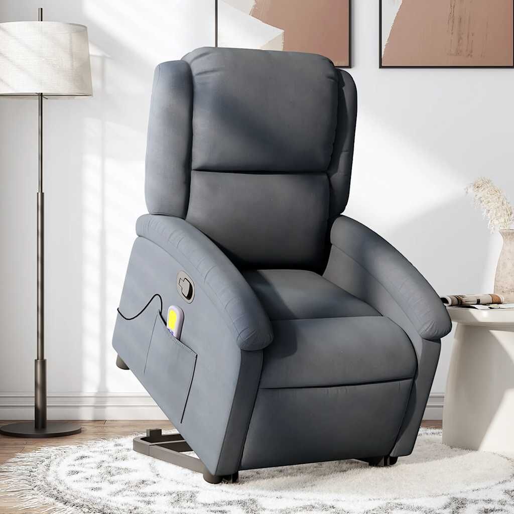 Stand up Massage Recliner Chair Dark Grey Velvet Price