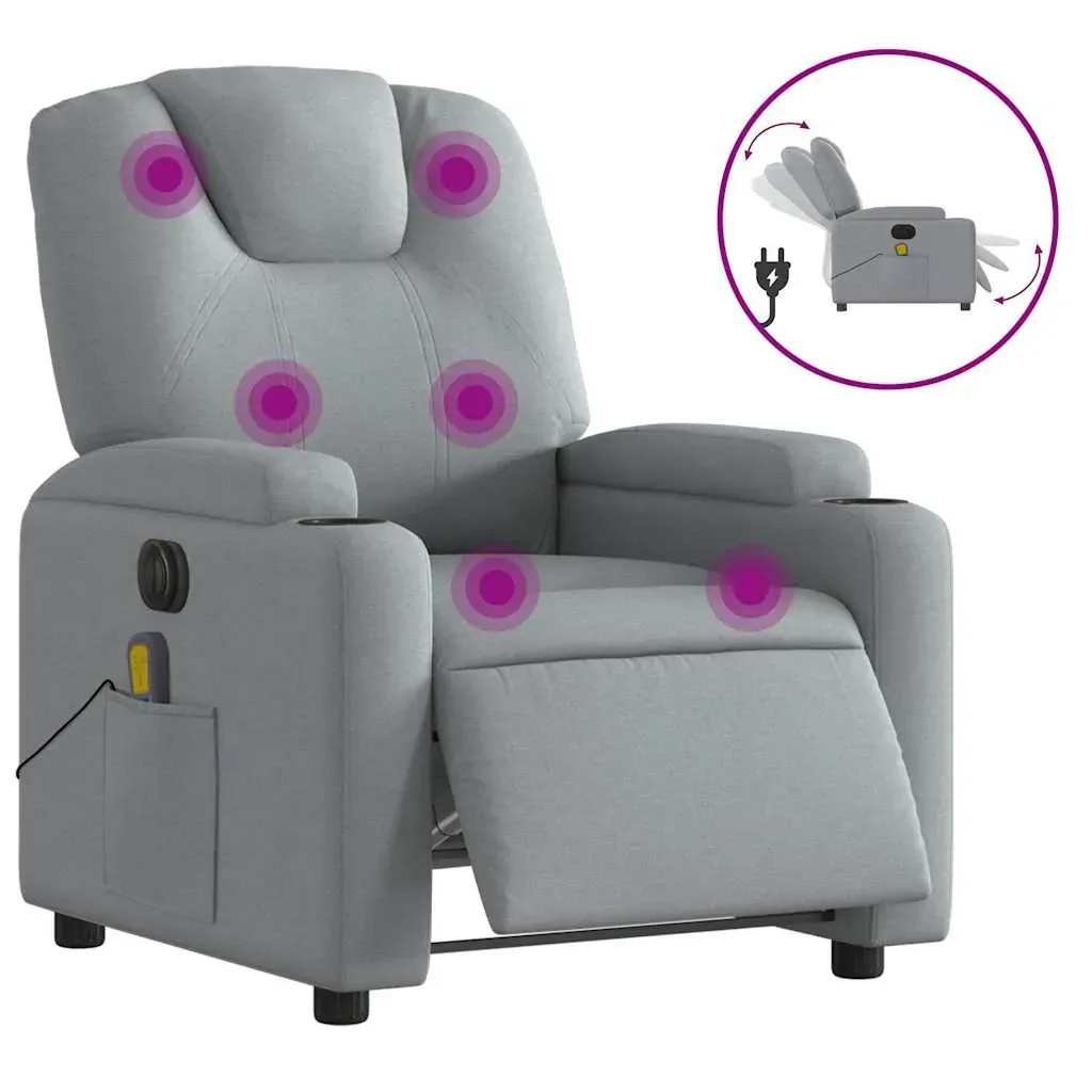 Electric Massage Recliner Chair Light Grey Fabric Price
