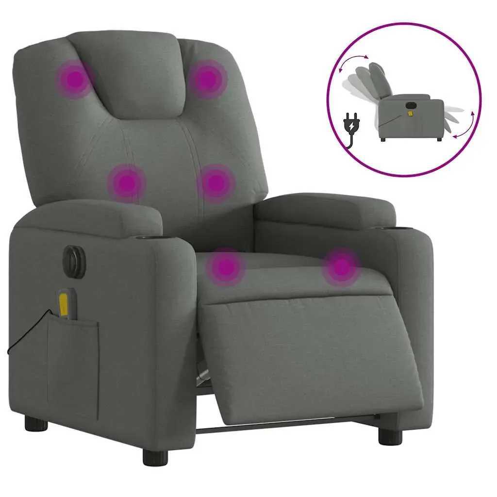 Electric Massage Recliner Chair Dark Grey Fabric Price