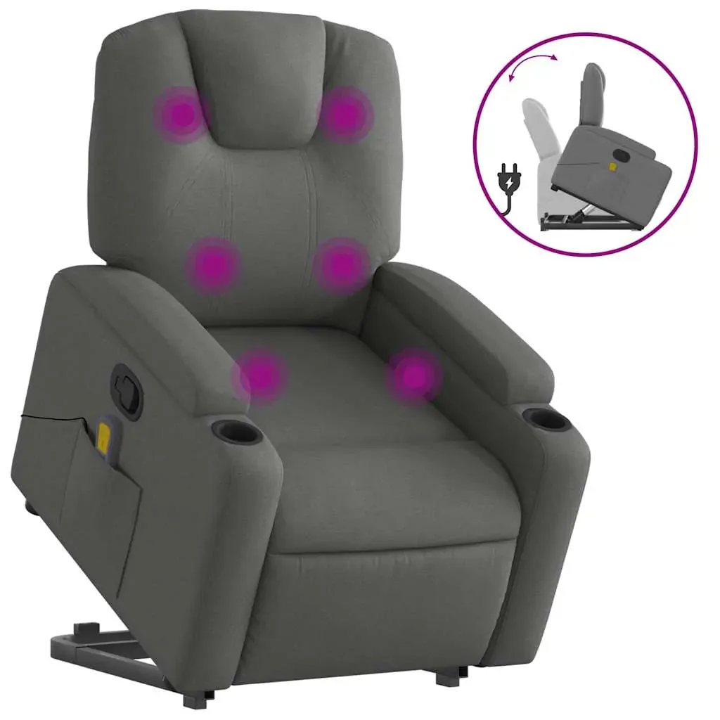 Stand up Massage Recliner Chair Dark Grey Fabric Price