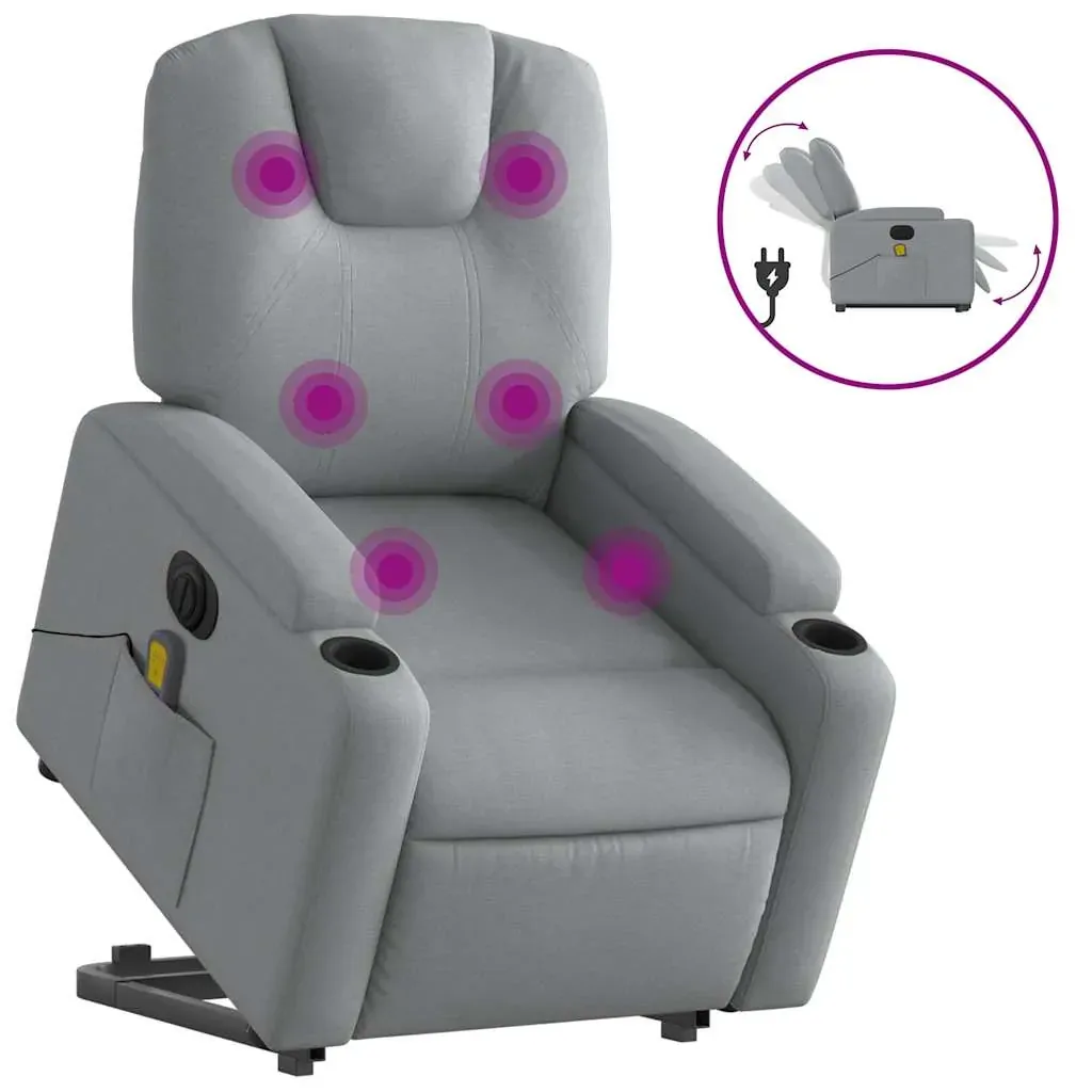 Electric Stand up Massage Recliner Chair Light Grey Fabric Price
