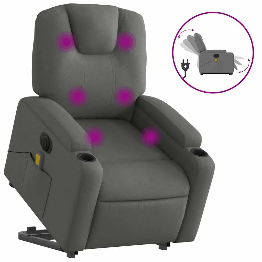 Electric Stand up Massage Recliner Chair Dark Grey Fabric Price