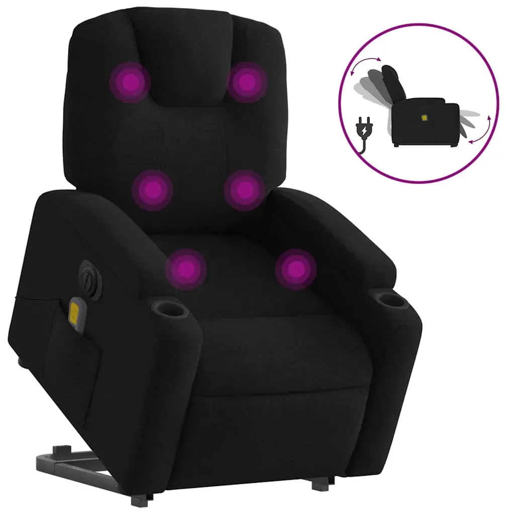 Electric Stand up Massage Recliner Chair Black Fabric Price