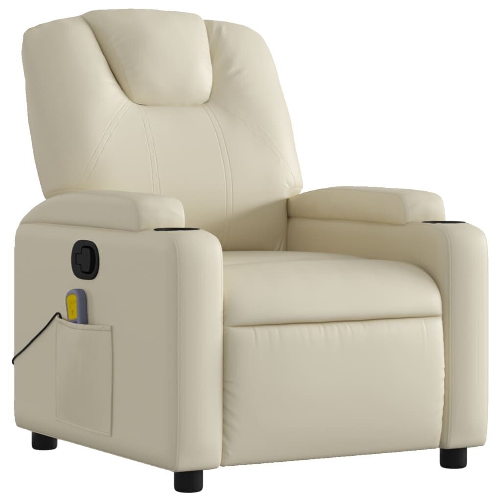 Massage Recliner Chair Cream Faux Leather Price
