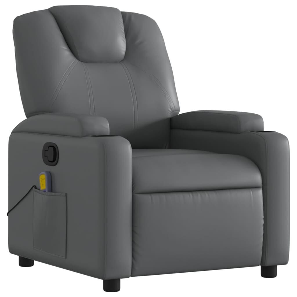 Massage Recliner Chair Grey Faux Leather Price