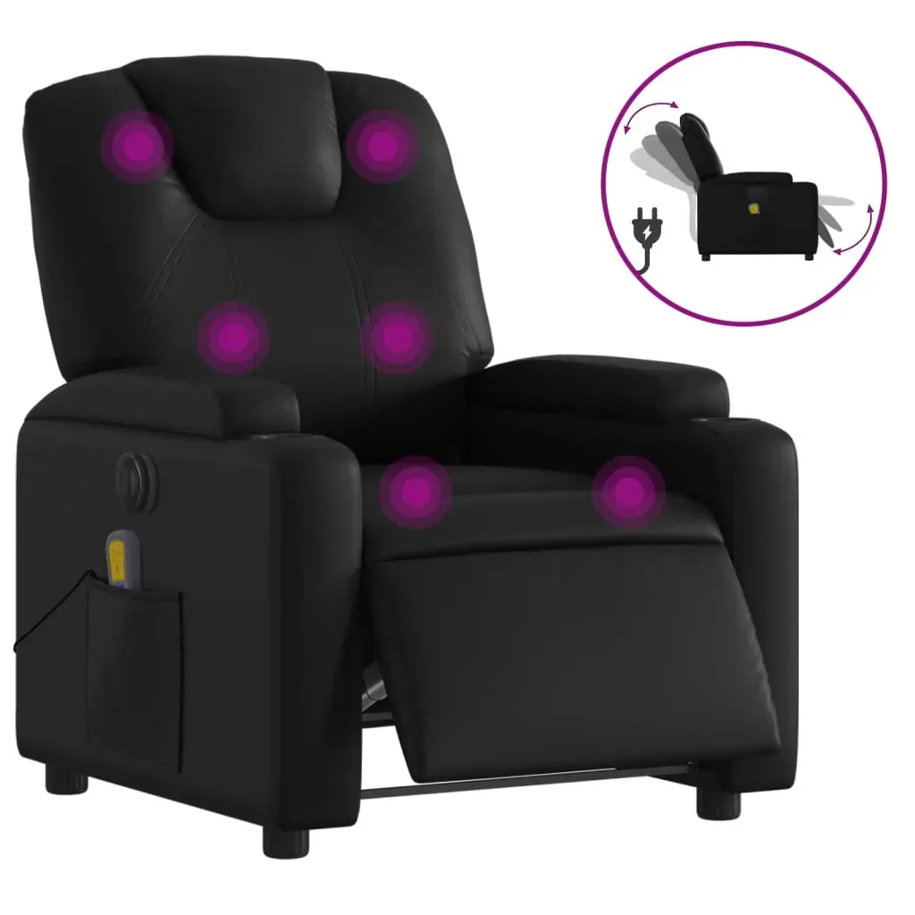 Electric Massage Recliner Chair Black Faux Leather Price