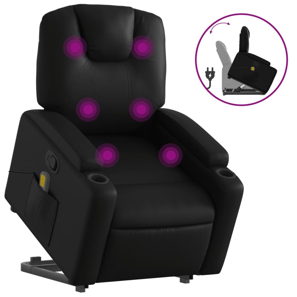 Stand up Massage Recliner Chair Black Faux Leather Price