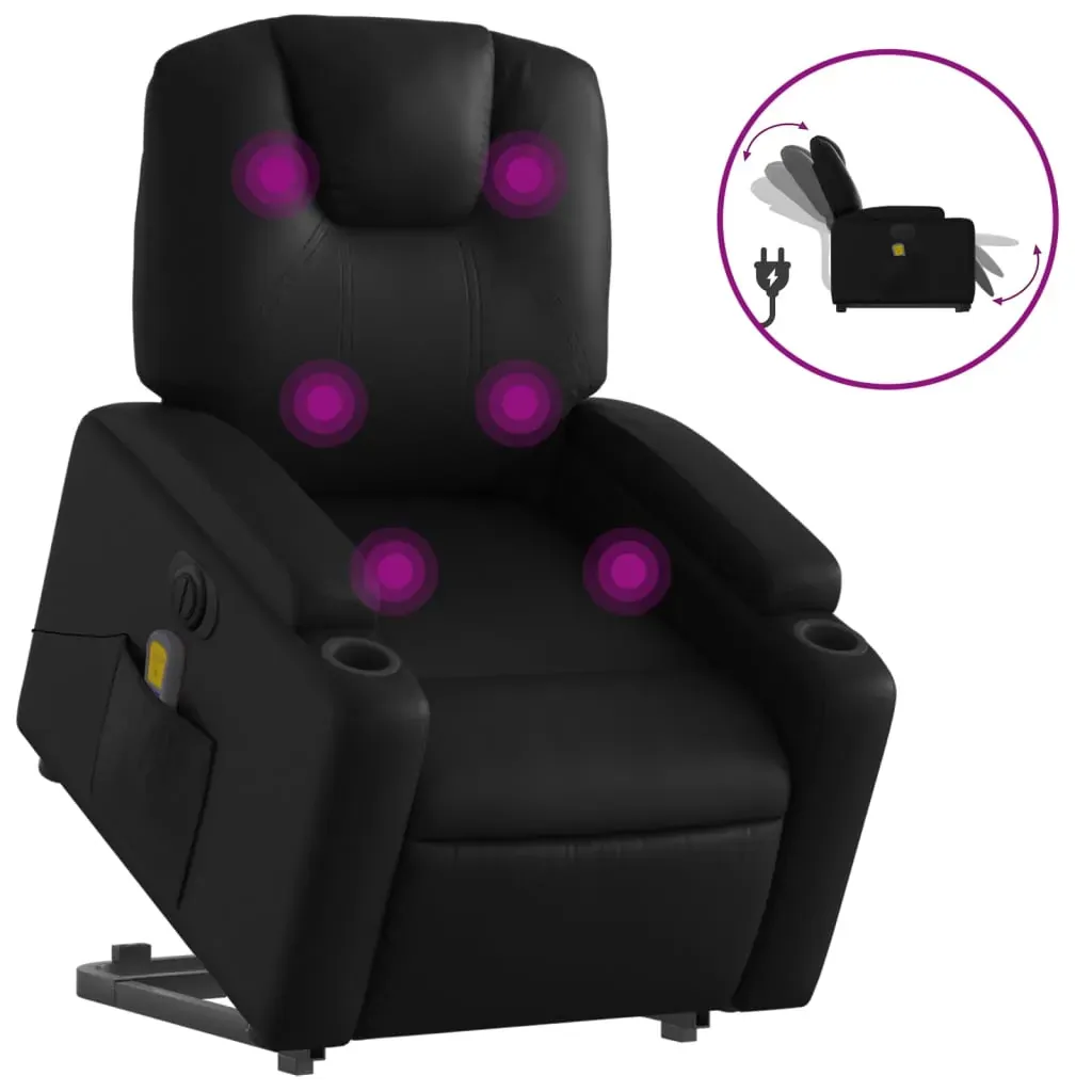 Electric Stand up Massage Recliner Chair Black Faux Leather Price