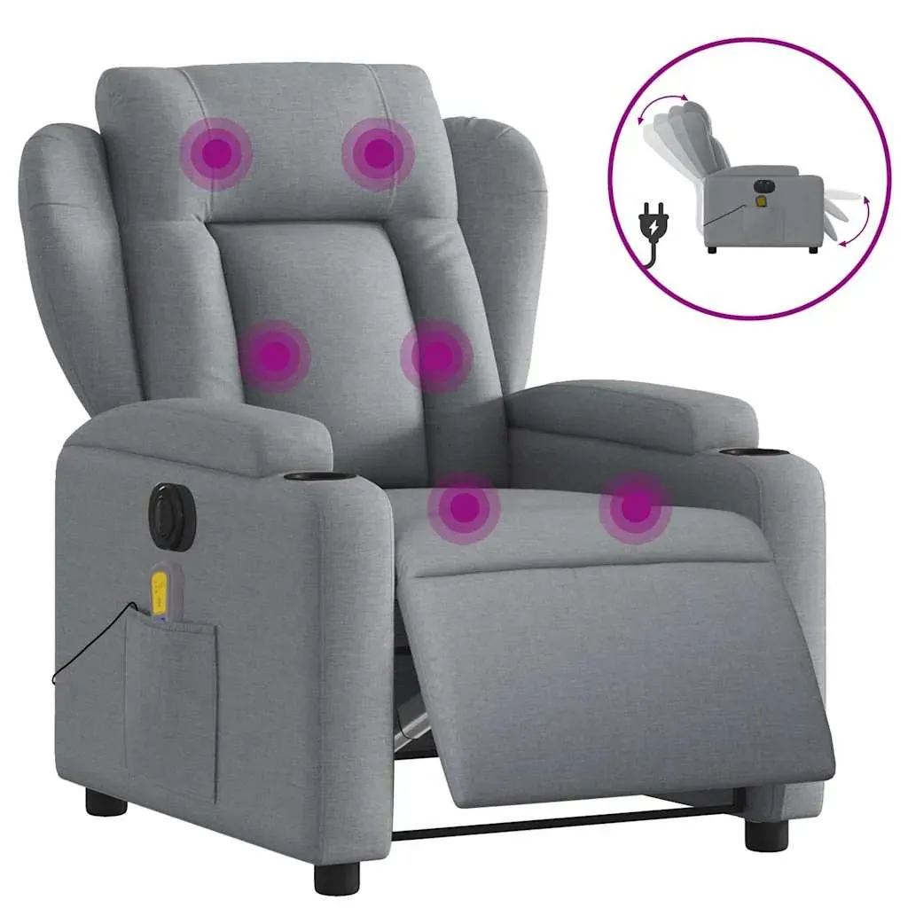 Electric Massage Recliner Chair Light Grey Fabric Price