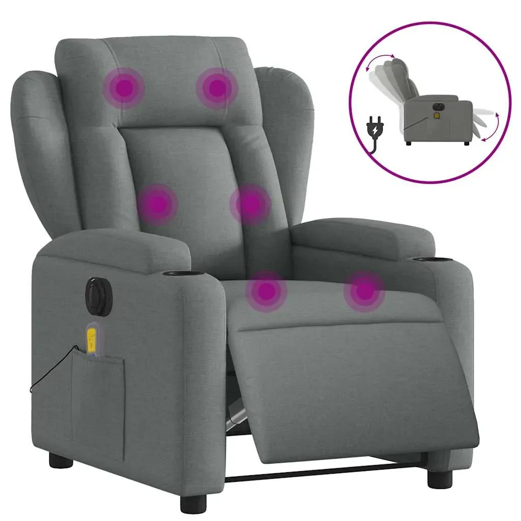 Electric Massage Recliner Chair Dark Grey Fabric Price