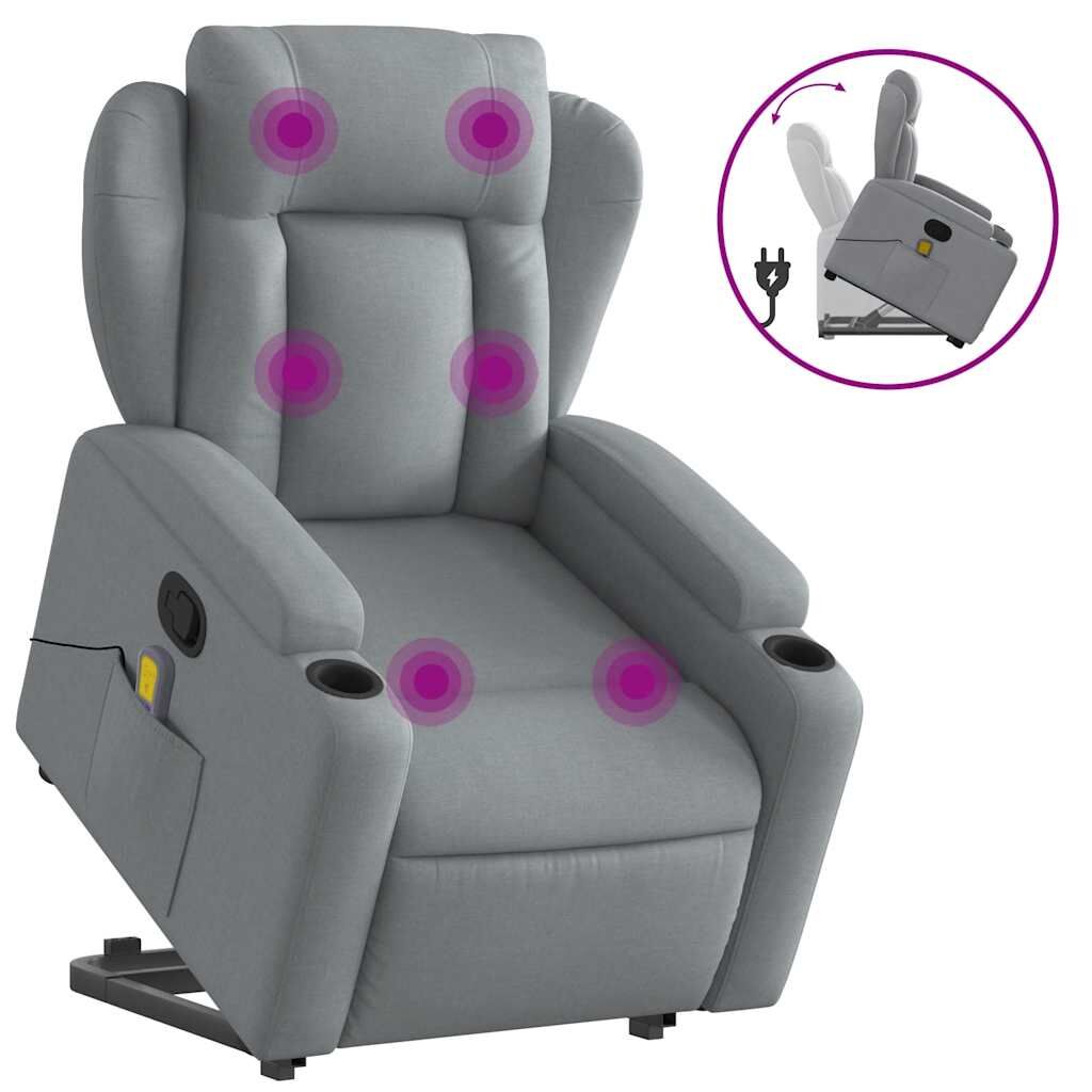 Stand up Massage Recliner Chair Light Grey Fabric Price