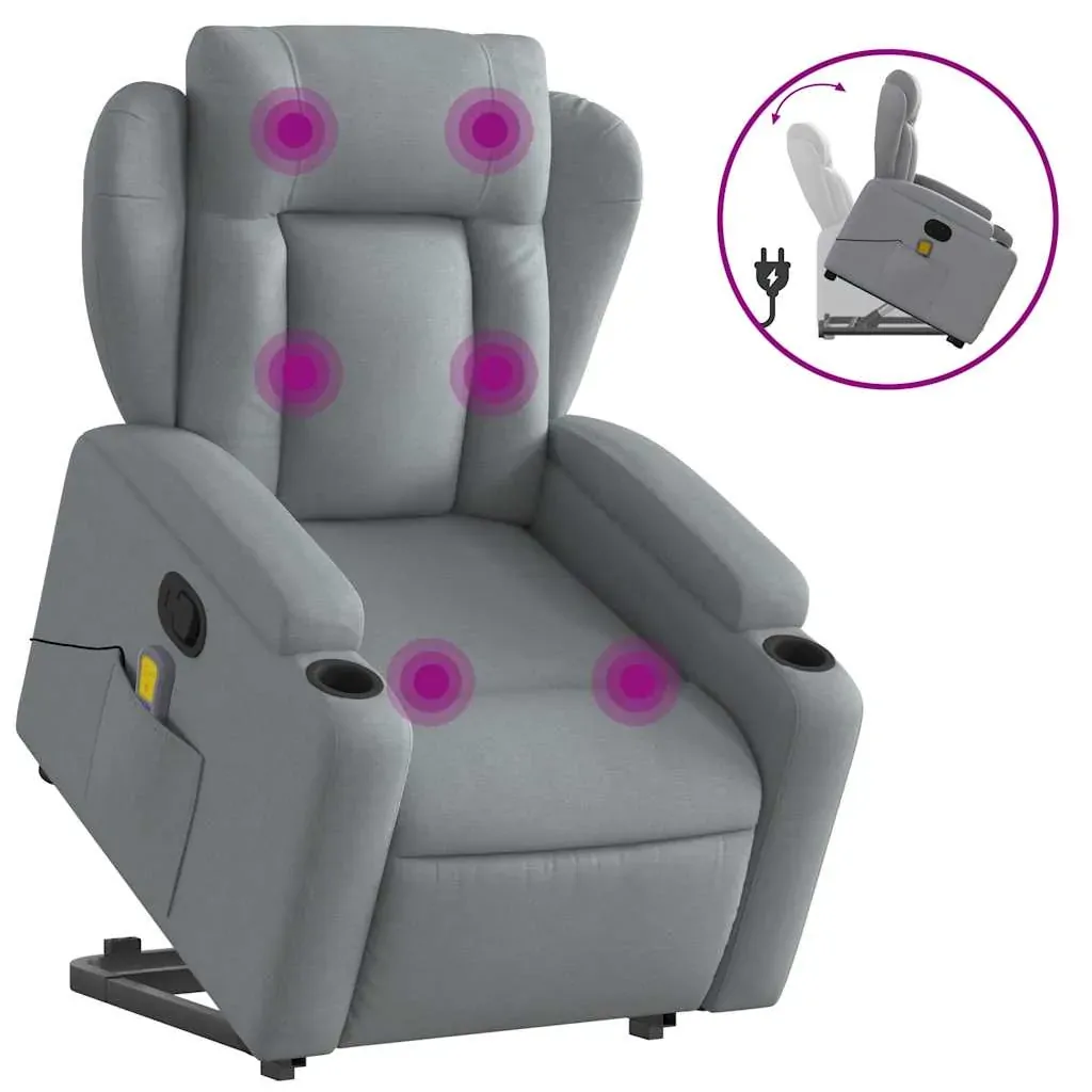 Stand up Massage Recliner Chair Light Grey Fabric Price