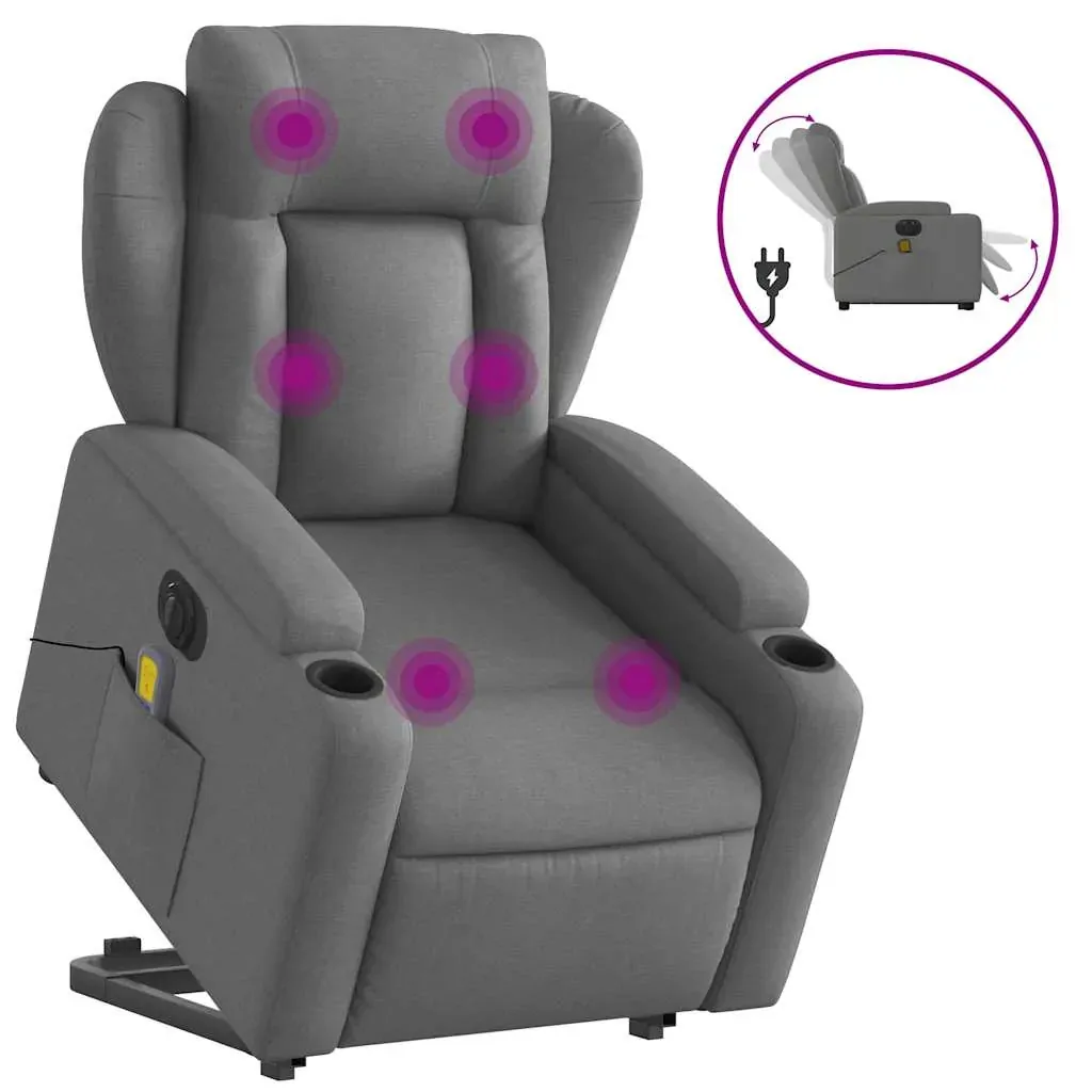 Electric Stand up Massage Recliner Chair Dark Grey Fabric Price