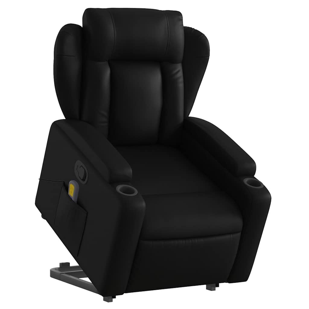 Stand up Massage Recliner Chair Black Faux Leather Price