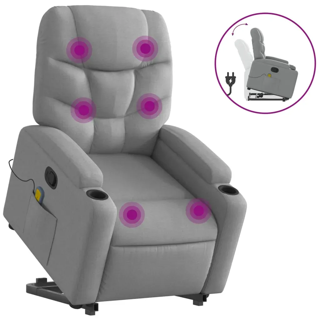 Stand up Massage Recliner Chair Light Grey Fabric Price